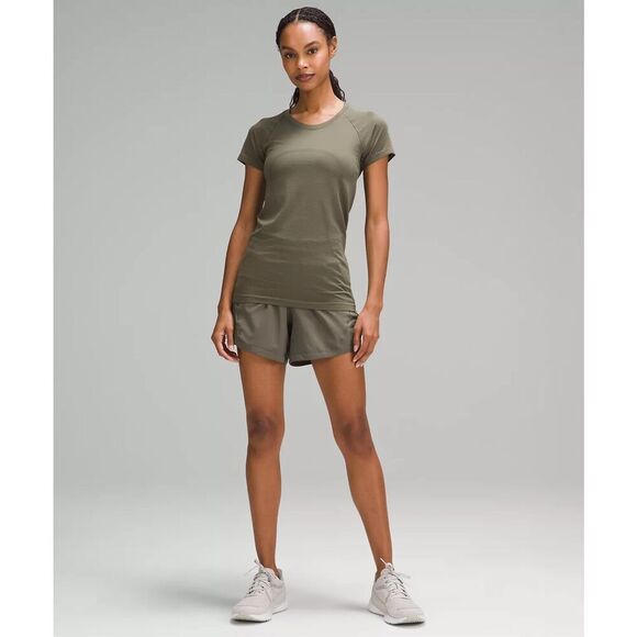 Lululemon Swiftly Tech Short-Sleeve Shirt 2.0 Hip Length Olive Green Stretch $68 - Picture 1 of 6